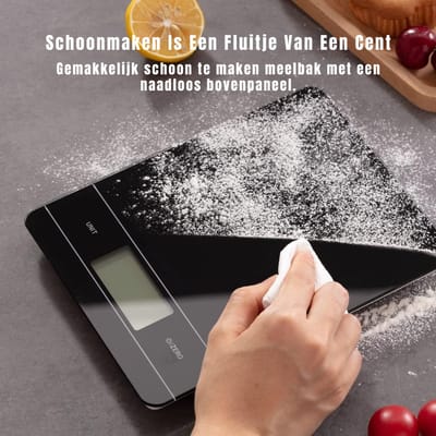 YOR® Weegschaal Keuken - Weegschaal - Precisie Weegschaa - Zwart - 21cm x 16cm x 2cm