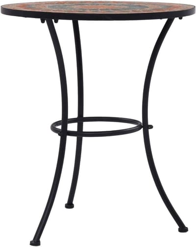 Mozaïek Bistrotafel - Buiten Tafel - Terras Decoratie - Keramiek Bovenblad - 60x70cm - Oranje Grijs