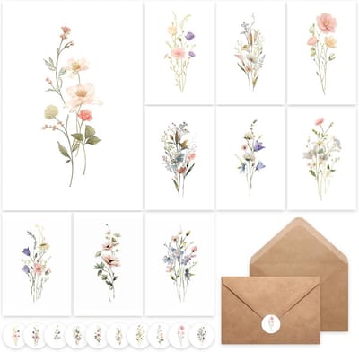 100x Blanco Wenskaarten Set met Enveloppen - 4x6 Inch Lege Kaartjes voor Alle Gelegenheden