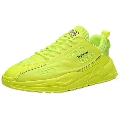 Chaussures Décontractées Tendance pour Hommes Baskets de Rue Chaussures de Course d'Extérieur Légères Chaussures pour Hommes en Maille Respirante Semelle Souple Chaussures pour Hommes 41 jaune