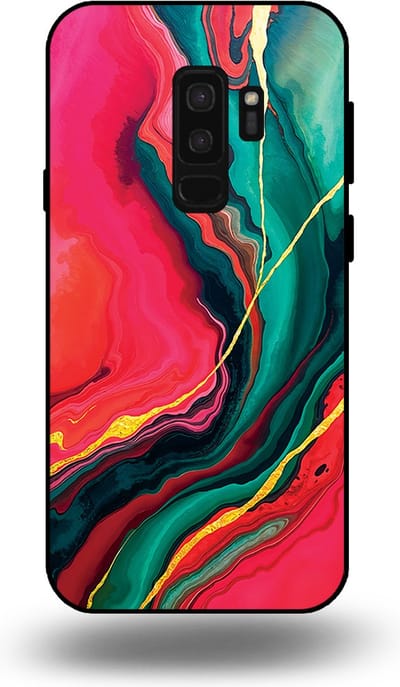 Smartphonica Telefoonhoesje Geschikt voor Samsung Galaxy S9 Plus met Rood Groen Marmer Opdruk - TPU Backcover Case Red Green Marble Design geschikt voor Samsung Galaxy S9 Plus