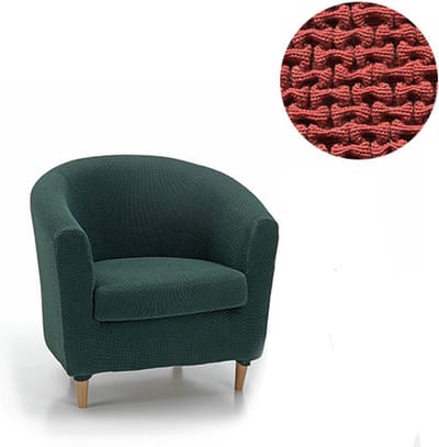 Belmarti® Fauteuilhoes Milan Rond - 70 tot 80cm breed - Steenrood - Bi-stretch, Ademend katoen - Hoezen voor Kuipstoelen