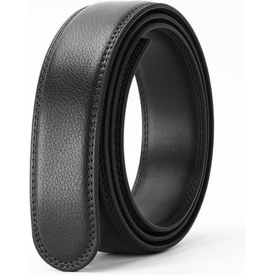 Tweede Laag Koeienhuid Riemstrip voor Lederen Lichaam Echte Lederen Riemstrip Automatische Gesp Riemstrip 110-130cm black
