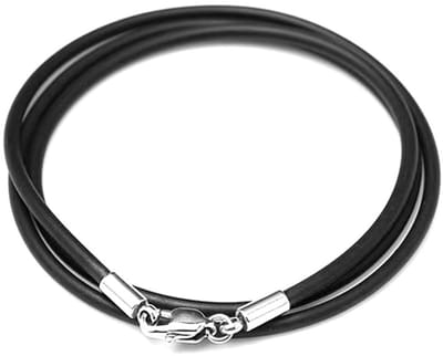 Ketting - Donker bruin - Echt leren koord - L 55cm x D 3mm - roestvrijstalen luxe ovale kreeft sluiting - zonder verbindingsring – Speciaal voor hanger met kleine oog