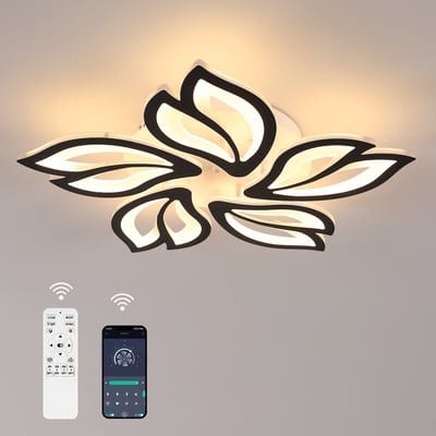 Goeco Plafondlamp - 60cm - Groot - 45W - Dimbare LED - 4200LM - Bloemblaadjes Ontwerp - Met Afstandsbediening - Acryl - 5 Koppen