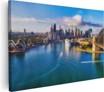 Artaza Canvas Schilderij Sydney Skyline - 60x40 cm - Wanddecoratie Stad - Muurdecoratie Haven - Schilderijen Op Canvas