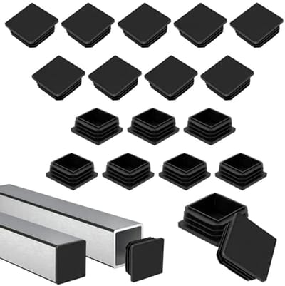 Vierkante Lamellenstoppers - 20 Stuks 35 x 35 mm Zwart Kunststof Voetdoppen voor Buisstoppen