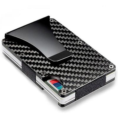 Porte-cartes minimaliste en fibre de carbone RFID ultra-fin mini porte-cartes d'identité et de crédit en alliage d'aluminium portefeuille pour hommes et femmes noir