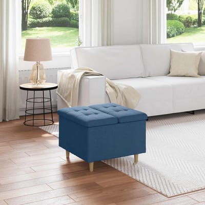 vidaXL - Ottoman - met - opslag - Blauw - 60 - x - 60 - x - 45 - cm - Stof