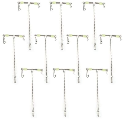 Dailygoods- Vislijnhaak 10 Stuks - Roestvrij Staal - Flexibel Draaiend - Luminescente Parels - Effectief voor Diverse Vissen - Lange Levensduur - Vislijn