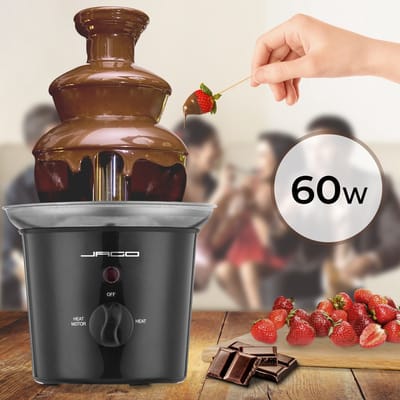Jago - Chocoladefontein met 3 niveaus - Maximale capaciteit 400g - Roestvrij Staal - Spoelveilig - Chocolade Fondue - 60W - Zwart