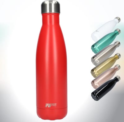 FBFS111, Thermosfles, Drinkfles, Waterfles - Modern & Slank Design - Thermos Fles voor de Warme en Koude Dagen - Dubbelwandig - Robuuste Thermoskan - 500ml - Charged Red - Opgeladen Rood