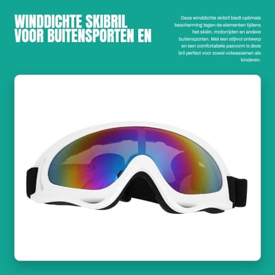 Dailygoods- Skibril Winddicht - Unisex - Buitensporten - Motorrijden - Fietsen - Wit Frame - Sportbril