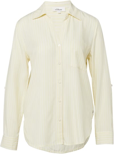 s.Oliver - female - Soepel vallende gestreepte blouse van viscose met omslag