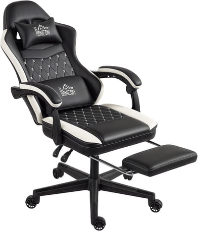 HOMCOM Gamestoel Polyester, Staal 65L x 64B x 118-128H cm Zwart