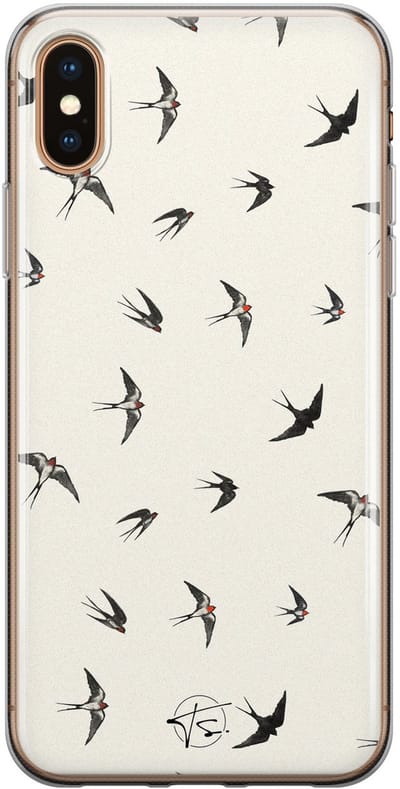 Hoesje geschikt voor iPhone Xs Max - Vogels / Birds - Soft Case - TPU - Print - Beige - Mooie Telefoonhoesjes