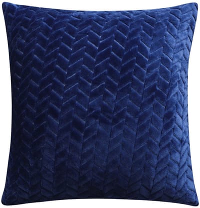 Luxe Velvet Sierkussenhoes – Visgraat Motief – Marineblauw – 40x40 cm – Dik Fluweel – Met Rits – OEKO-TEX Gecertificeerd – Wasbaar
