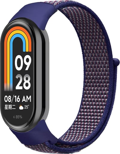 By Qubix - Sport loop nylon bandje - Donkerblauw gemêleerd - Geschikt voor Xiaomi Smart Band 8 / 9 / 10