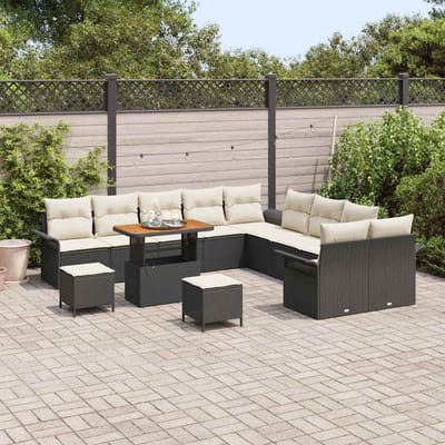 vidaXL - Tuinbank - Set - 13 - st - 12-Aantal - zitplaatsen - Zwart - en - Crème