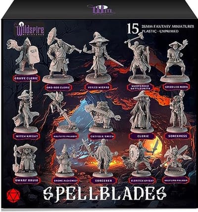 Spellblades miniaturen voor DND en rollenspellen - helden en NPC-figuren, ongelakt, schaal 28-32 mm
