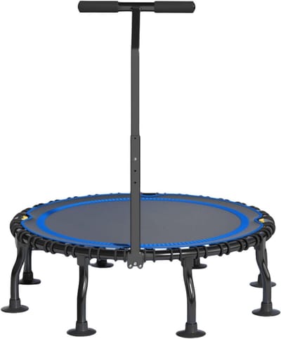 Indoor Fitness Trampoline - Mini Gym - Thuis Oefenen - Verstelbare Armleuning - 48 Inch - Zwart