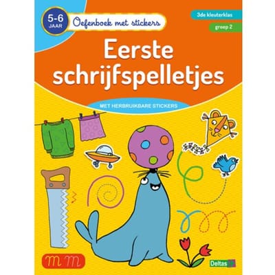 Oefenboek met stickers - Eerste schrijfspelletjes (5-6 j.) Educatieve boeken (spelletjes en raadsels)