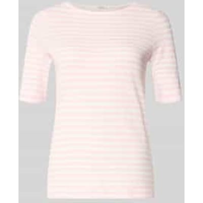s.Oliver - female - Gestreept overhemd met halve mouwen in slim fit met vlamgaren