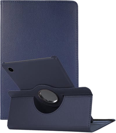 Hoes - Geschikt voor Samsung Galaxy Tab A11 Plus - 360 Graden Draaibare Hard Cover Case - Tablet Hoesje Draaibaar - Donkerblauw