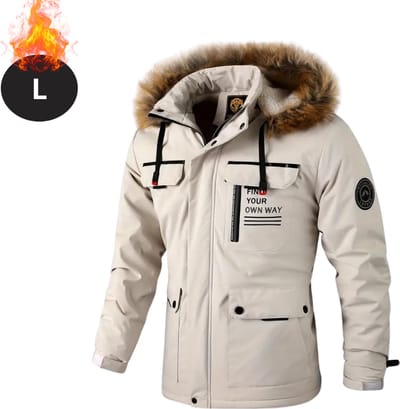 Livano Winterjas - Parka - Heren - Winter - Jas - Volwassen - Stijlvol - Met Capuchon - Gewatteerde Jas - Wit - L