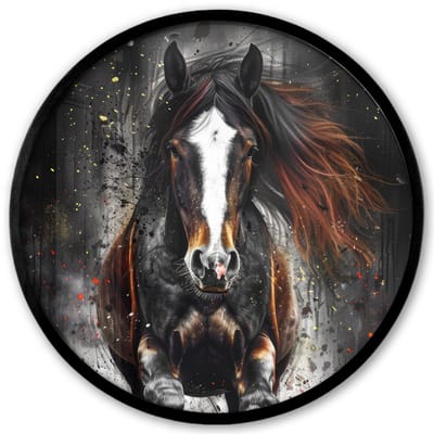 Poster in lijst Rond - Fotolijst 40x40 cm - Posters - Paard - Dieren - Zwart - Luxe - Modern - Ronde posterlijst zwart - Decoratie - Wanddecoratie woonkamer - Muurdecoratie slaapkamer