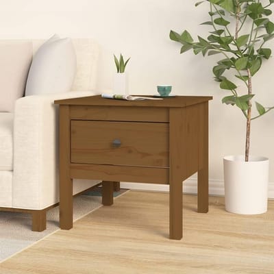 Bijzettafel Hout - Nachtkastje Salontafel - Opbergen Woonkamer - Met Lade - 50x50x49 cm - Honingbruin