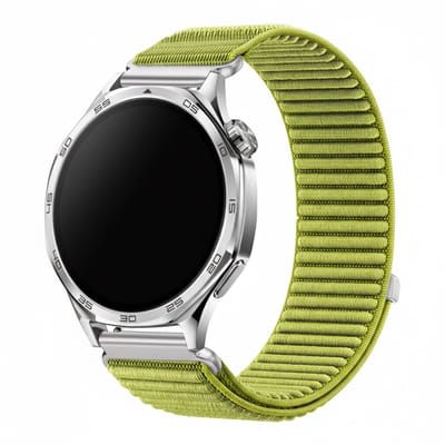 Nylon bandje - geschikt voor Garmin Vivoactive 4 / Venu 4 (45mm) / Venu 3 / 2 / Forerunner 255 / Forerunner 265 / 570 (47mm) en Polar Vantage M / M2 / V3 / Grit X (Pro) - ribbel - groen