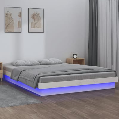 vidaXL - Bedframe - LED - massief - hout - wit - 120x190 - cm