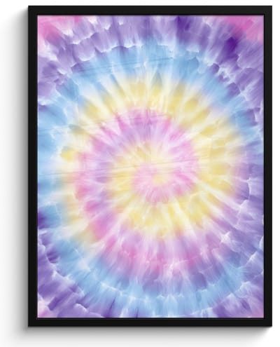 Poster in lijst - Fotolijst 60x80 cm - Posters - Spiraal - Tie dye - Pasteltinten - Posterlijst zwart - Decoratie - Wanddecoratie woonkamer - Muurdecoratie slaapkamer