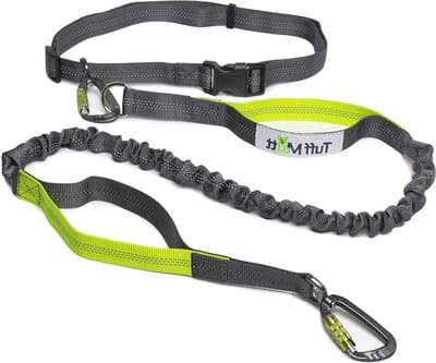 Handsfree Hondenriem - Loopriem Heup - Wandelen en Rennen - Dubbele Handgreep - Verstelbaar Elastisch - Groen