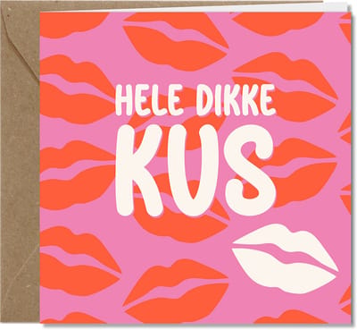 FSC-papier | Duurzaam | Inclusief envelop kraft | 4 wenskaarten | Hele dikke kus, liefs | BOLD collectie