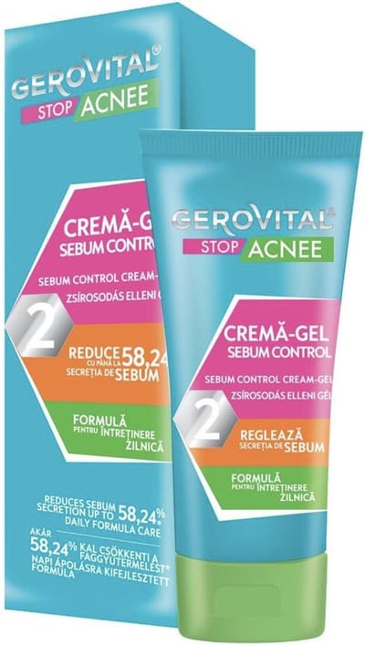 Gerovital Stop Acne Talg Controle crèmegel - acne crème - dagelijkse verzorgingscrème voor de seborroïsche, gemengde en acne huid - Vette huid - 50ml