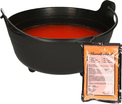 Halloween heksenketel/kookpot met heksensoep - 37 cm - incl. kleurpoeder oranje