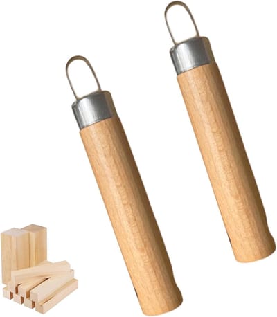 Houten Houtsnijmes Set met Ronde Bladen, 2 Stuks Zakmessen met Houten Handvat, Ideaal voor Houtsnijden en Beeldhouwen