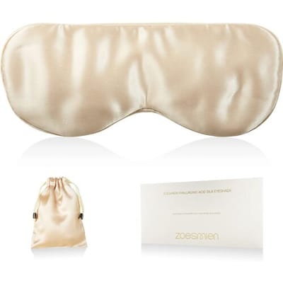 Zoesmien ZSM2508 Zijden slaapmasker, natuurlijk moerbeizijde verduisterend oogmasker, verstelbare elastische band, champagnekleur, voor thuis slapen