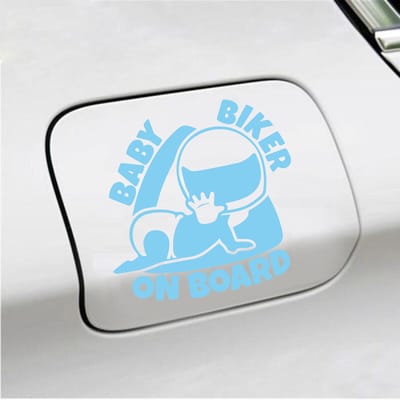 Bumpersticker - Baby Biker On Board - 12 X 12 - Licht Blauw