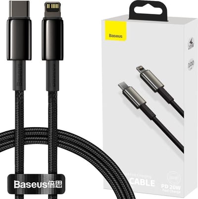 Baseus - USB - Type C - Lightning-kabel snelladen Stroomvoorziening - 20 - W - 1 - m - zwart - (CATLWJ-01)