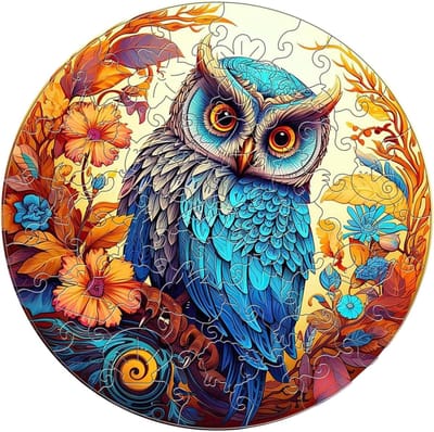 Houten Uil Puzzel - Dier Puzzel - Ontspanning Thuis - Unieke Vormen - 20 x 16 cm
