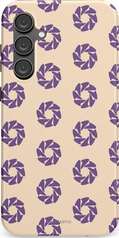 Casetastic hoesje geschikt voor Samsung Galaxy S23 FE - Dubbellaagse bescherming - Paarse Cirkels op het Zand - Fashion Case - Crème Lavendel Zilver