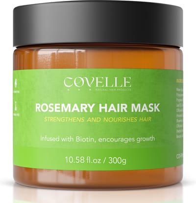 Covelle - Rozemarijn Haarmasker - Wondermiddel - Haargroei - Haarvoeding - Hoofdhuid - Curly Girl - CG methode approved - haarmasker beschadigd haar
