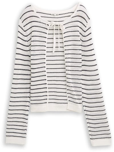 Tom Tailor - Vest met streepjesmotief - Maat XXL - white navy structure stripe