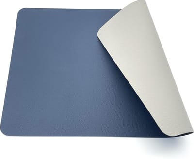 Kade 171 placemats rechthoekig 6 stuks 45 x 30 cm - lederlook dubbelzijdig blauw met lichtgrijs