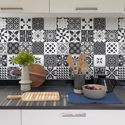 Zelfklevende tegelmuurstickers voor keuken en badkamer - 9 Azulejos Agustino tegelstickers - 9 stickers 10x10cm