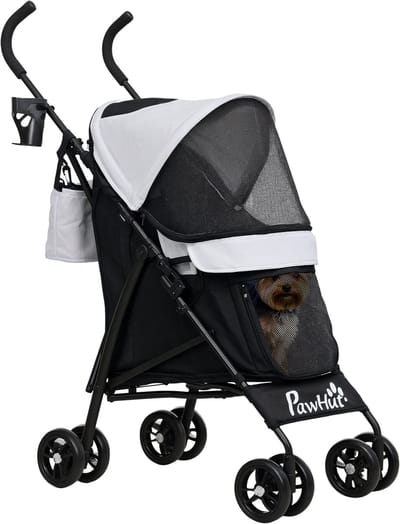 Hondenbuggy Inklapbaar - Pet stroller - Huisdieren wandelwagen– Zwart, wit