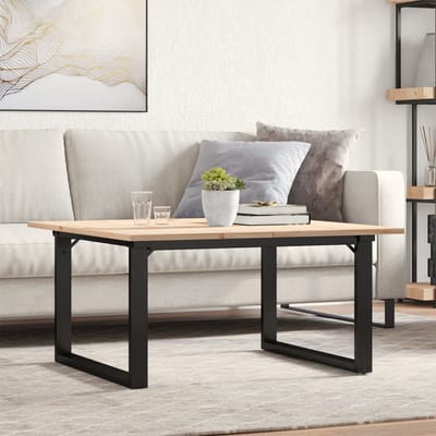 vidaXL - Salontafel - O-frame - 80x80x45 - cm - massief - grenenhout - en - staal